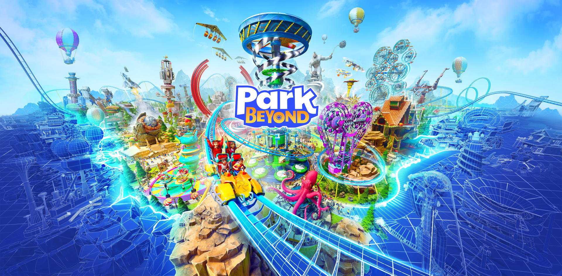 HD desktop wallpaper of Park Beyond video game featuring a vibrant, imaginative theme park with colorful rides and attractions.