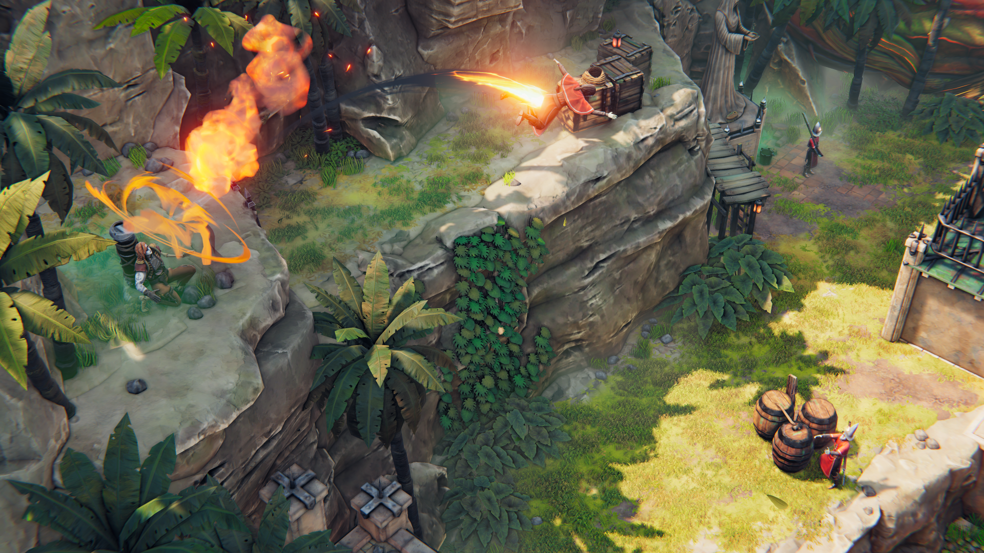 HD desktop wallpaper featuring a scene from Shadow Gambit: The Cursed Crew with dynamic characters and lush environment.