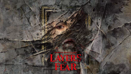 HD desktop wallpaper featuring artistic Layers of Fear game cover design with a haunting face emerging from abstract layers.
