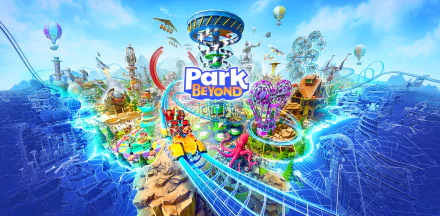 HD desktop wallpaper of Park Beyond video game featuring a vibrant, imaginative theme park with colorful rides and attractions.