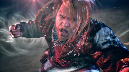 HD desktop wallpaper featuring Paul Phoenix from Tekken 8, depicted in an intense combat stance with dynamic lighting effects.