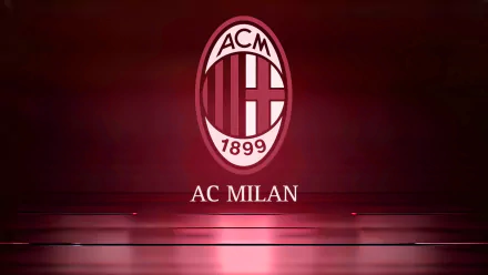 4K Ultra HD PC wallpaper featuring the AC Milan sports logo with a dark red gradient background and reflective floor effect.