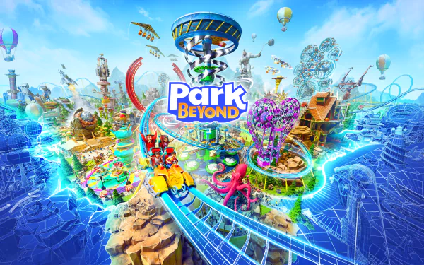 HD desktop wallpaper of Park Beyond video game featuring a vibrant, imaginative theme park with colorful rides and attractions.