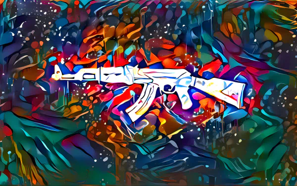 colorful gun AK 47 artistic graffiti HD Desktop Wallpaper | Background Image