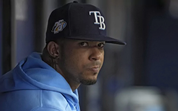 HD wallpaper featuring a focused player in a Tampa Bay Rays cap for desktop background.