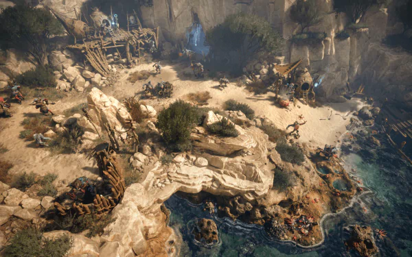 HD wallpaper of Titan Quest II showcasing detailed fantasy game environment with battle action for desktop background.