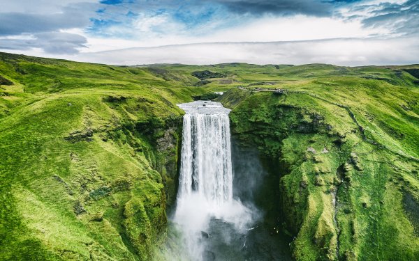 Nature Skógafoss Waterfalls HD Wallpaper | Background Image