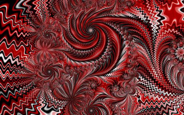 A vibrant and mesmerizing HD desktop wallpaper featuring a trippy, psychedelic, abstract fractal design.