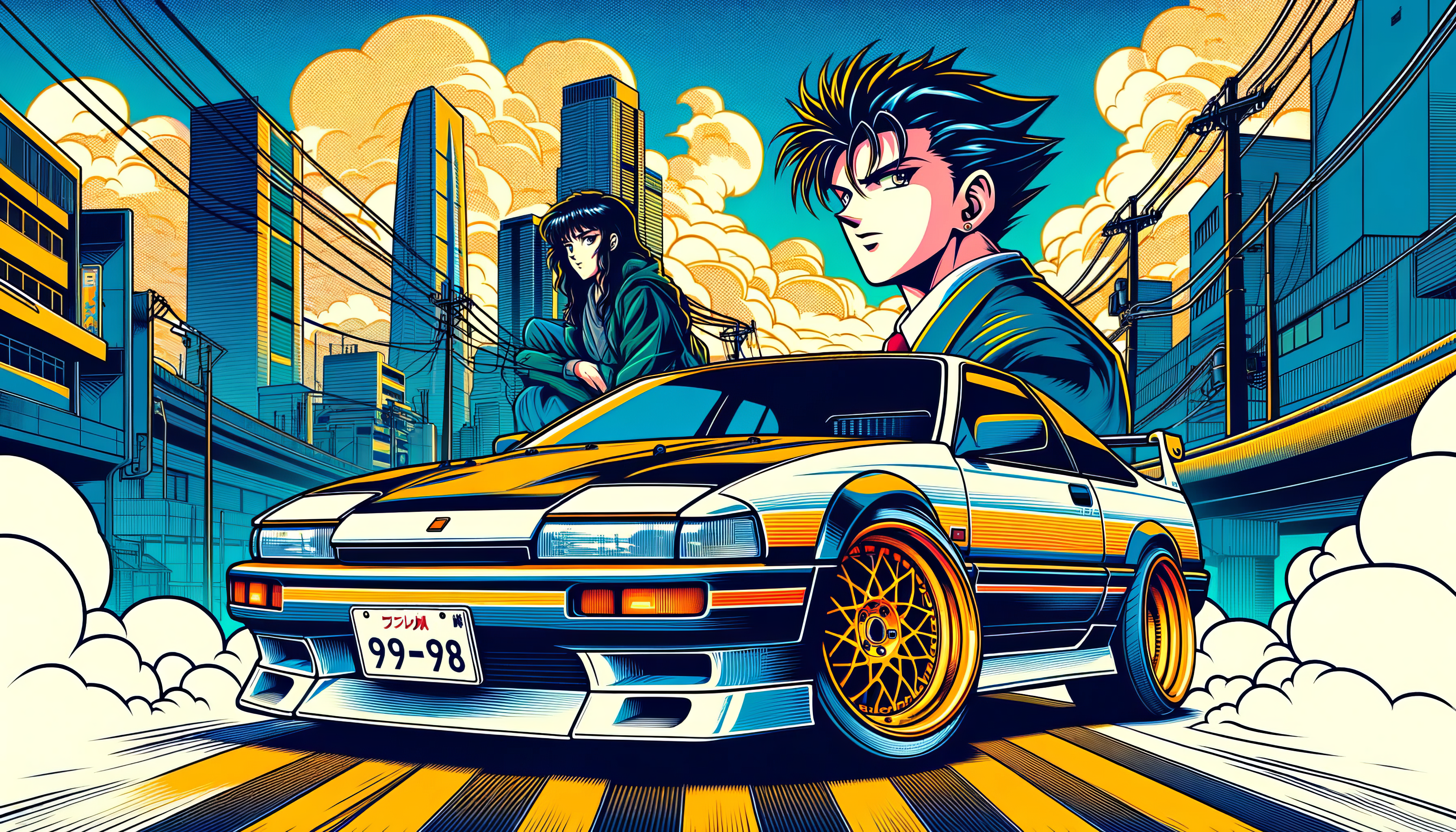 Retro Anime Car Adventure HD Wallpaper by robokoboto