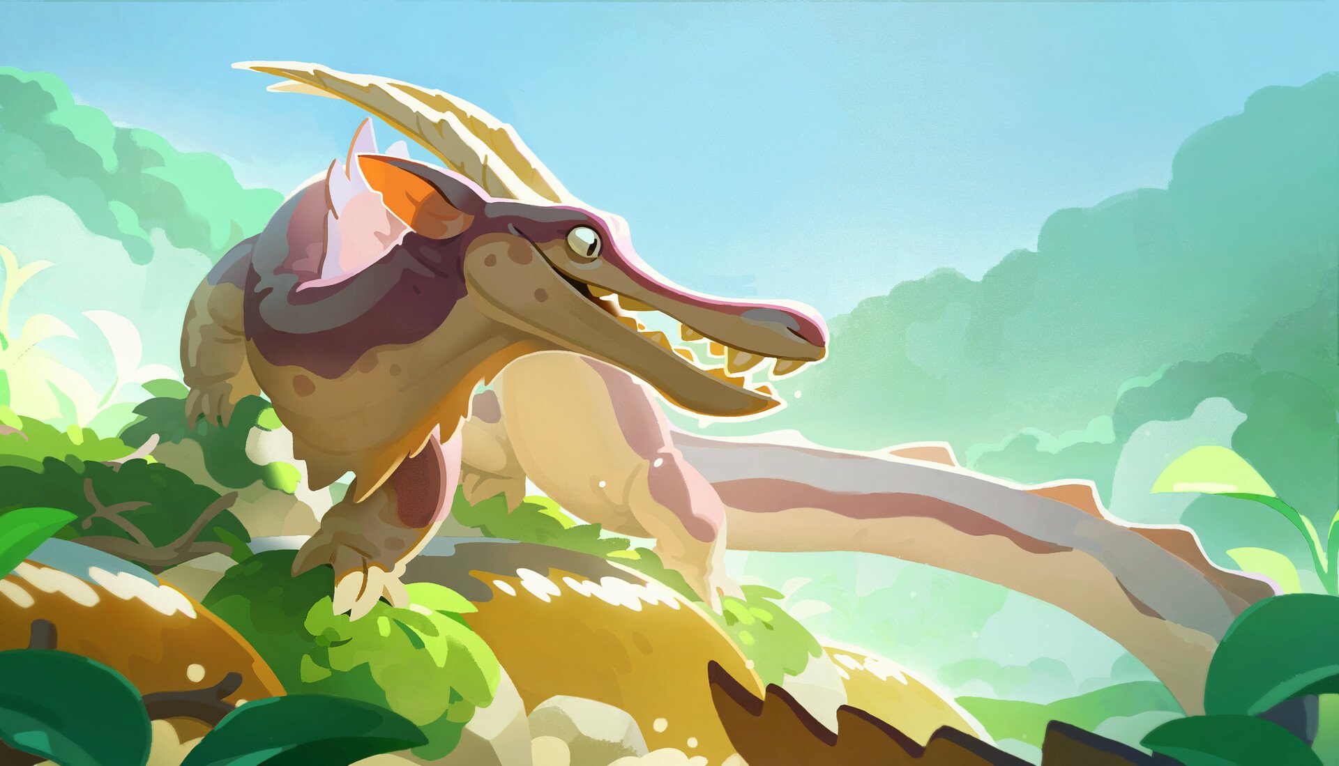 HD wallpaper of a mythical creature in a vibrant forest setting for desktop background.