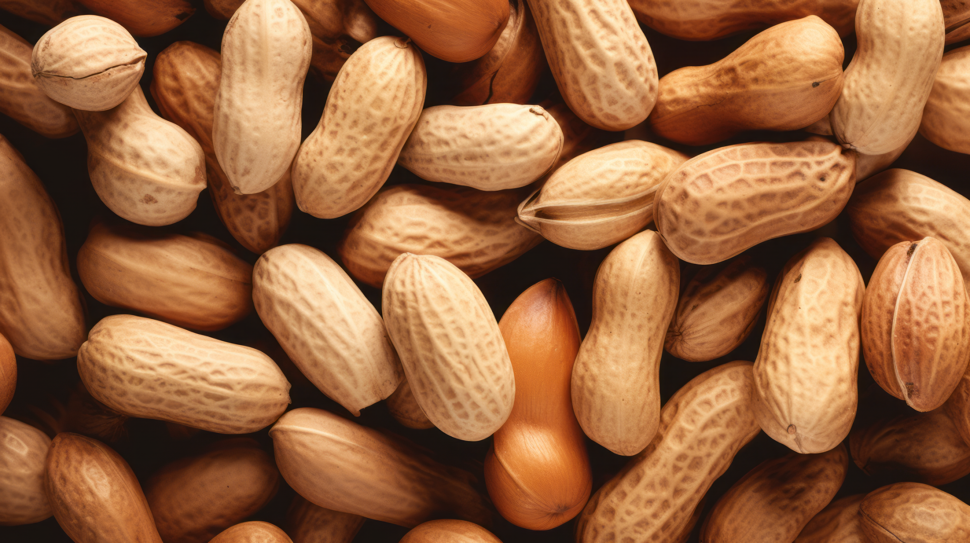 HD desktop wallpaper featuring a close-up view of multiple peanuts, highlighting their detailed textures and natural tones.