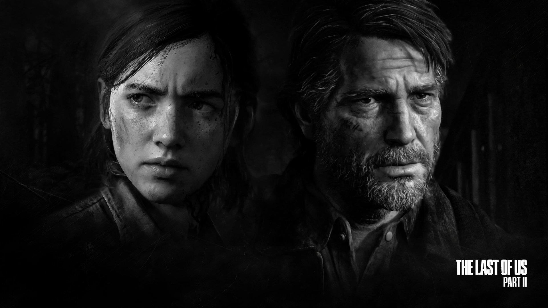 Download Joel (The Last Of Us) Ellie (The Last Of Us) Black And White In Color Video Game The Last Of Us Part II 4k Ultra HD Wallpaper