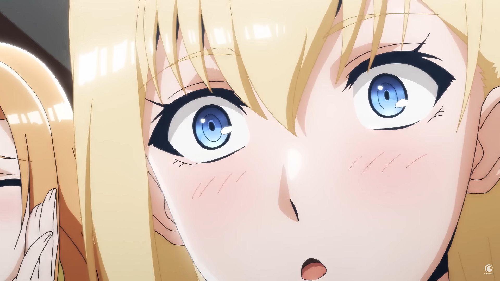 HD desktop wallpaper featuring a close-up of Roxy Hart from the anime Berserk of Gluttony, highlighting her expressive blue eyes.