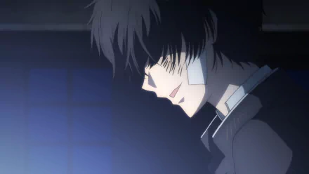 HD wallpaper of Yuuichi Katakiri from Tomodachi Game, portrayed in a dimly-lit scene with a subtle smile.