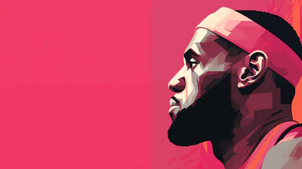 HD desktop wallpaper of a stylized illustration featuring a side profile of a basketball player against a vibrant pink background.