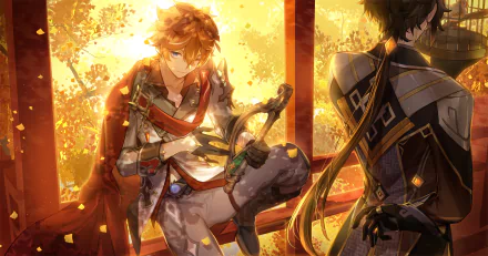 Zhongli (Genshin Impact) Tartaglia Childe (Genshin Impact) video game Genshin Impact HD Desktop Wallpaper | Background Image