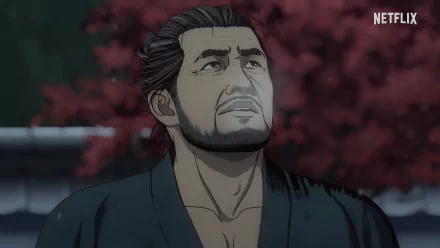 HD desktop wallpaper featuring a character from Onimusha (2023), set against a backdrop of cherry blossoms, as seen on Netflix.