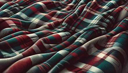 High-resolution digital art wallpaper featuring textured plaid fabric patterns in red and blue.
