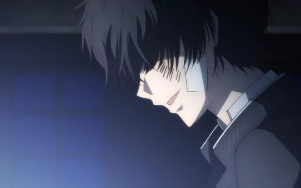 HD wallpaper of Yuuichi Katakiri from Tomodachi Game, portrayed in a dimly-lit scene with a subtle smile.