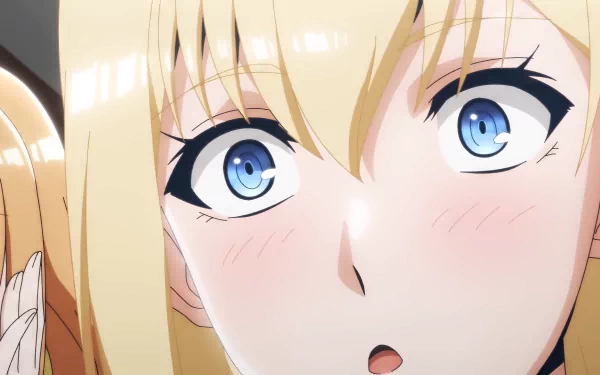 HD desktop wallpaper featuring a close-up of Roxy Hart from the anime Berserk of Gluttony, highlighting her expressive blue eyes.