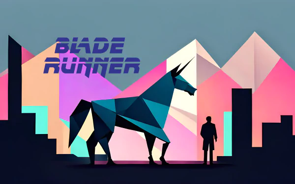 unicorn minimalist Rick Deckard movie Blade Runner HD Desktop Wallpaper | Background Image