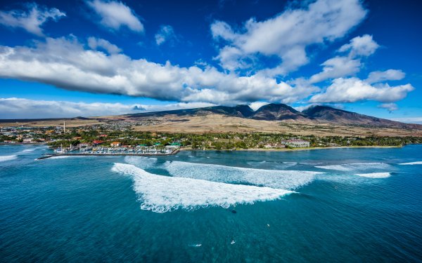 Photography Aerial Lahaina Maui Paddleboarder Hawaii Historic HD Wallpaper | Background Image