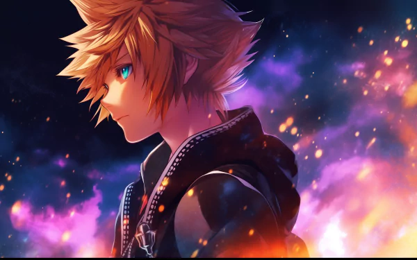 HD wallpaper featuring Roxas from Kingdom Hearts, depicted against a vibrant, colorful background, capturing the essence of the beloved video game character.