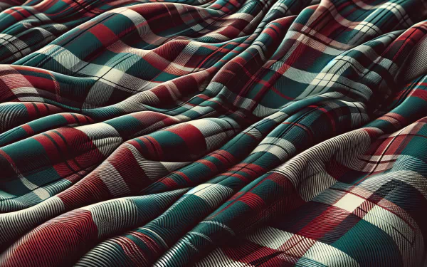 High-resolution digital art wallpaper featuring textured plaid fabric patterns in red and blue.