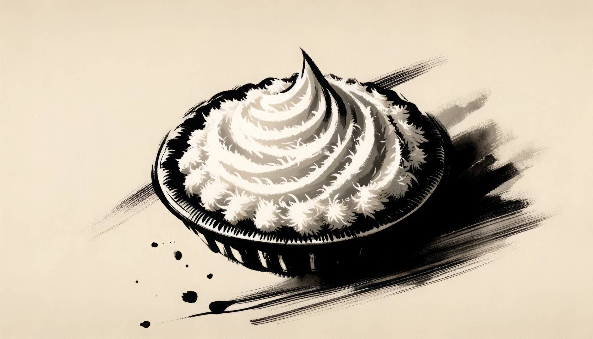 HD desktop wallpaper of a stylized coconut cream pie with whipped topping.