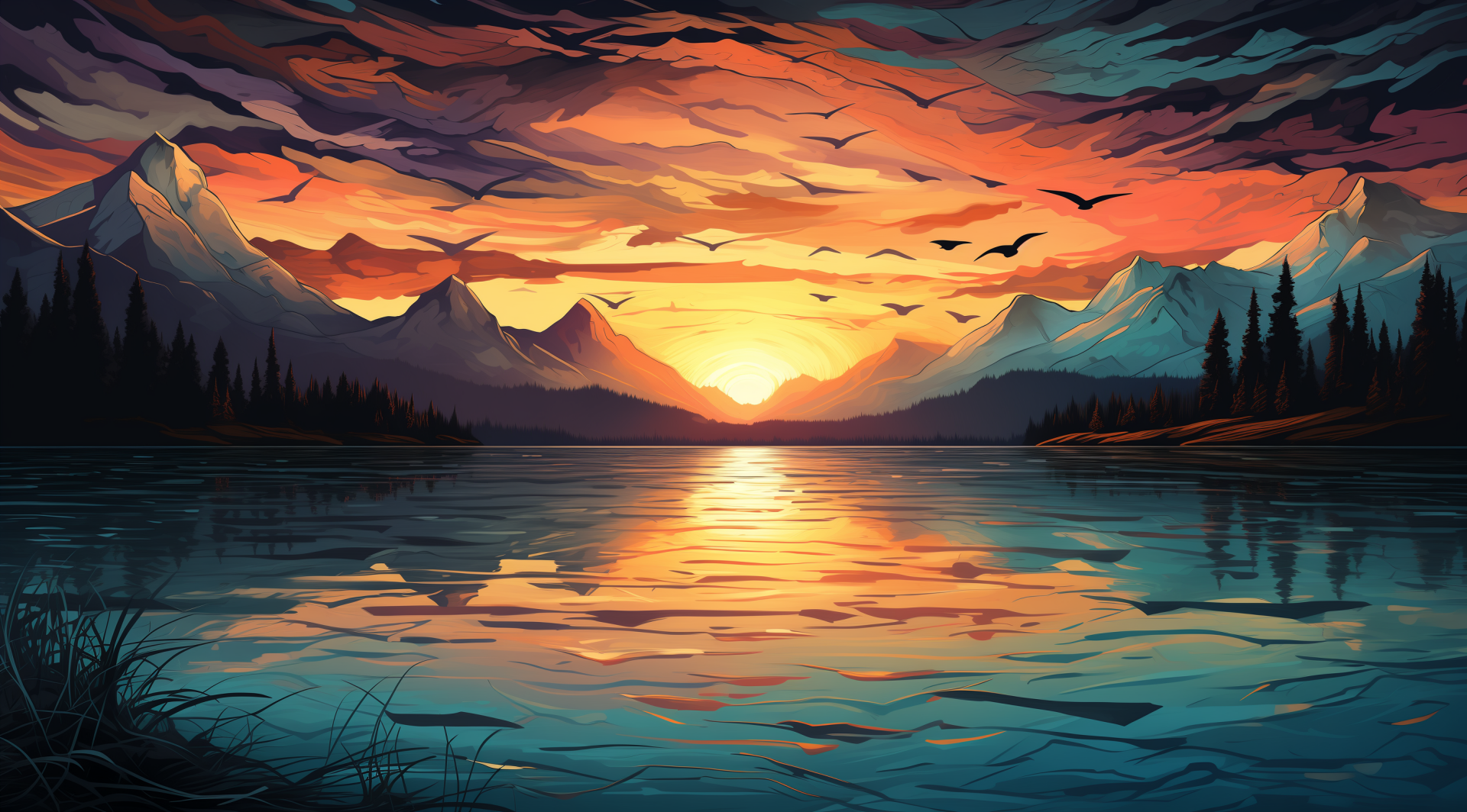 &quot;Twilight Symphony over the Mountain Lake&quot; by RNova86