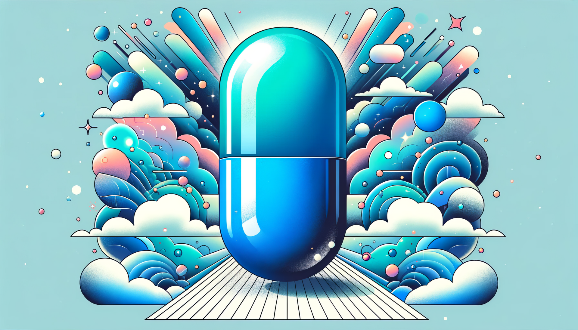 Surreal blue pill HD wallpaper with abstract vibrant background design for desktop.