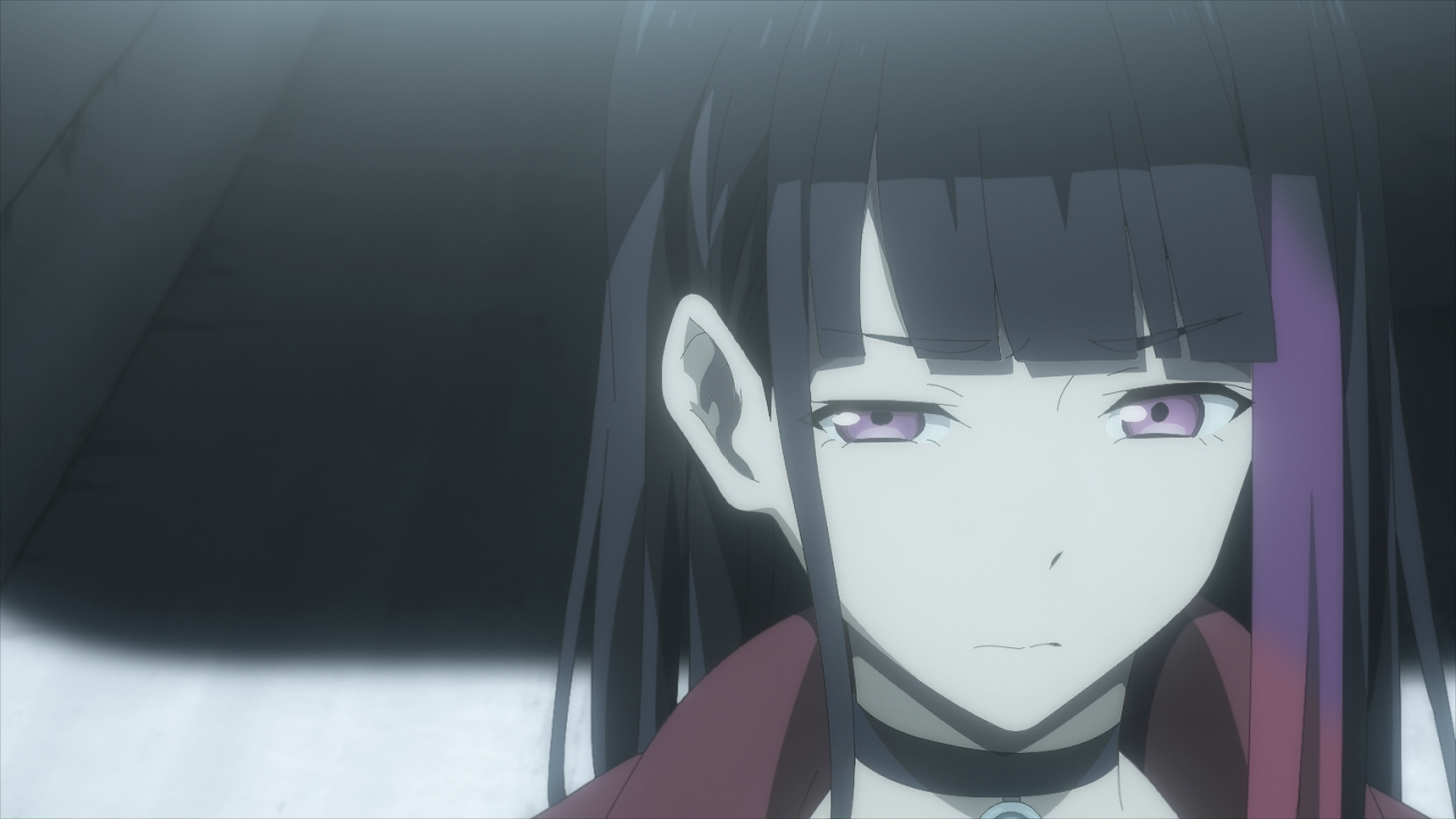 Anime character with purple eyes from Metallic Rouge, HD desktop wallpaper and background.