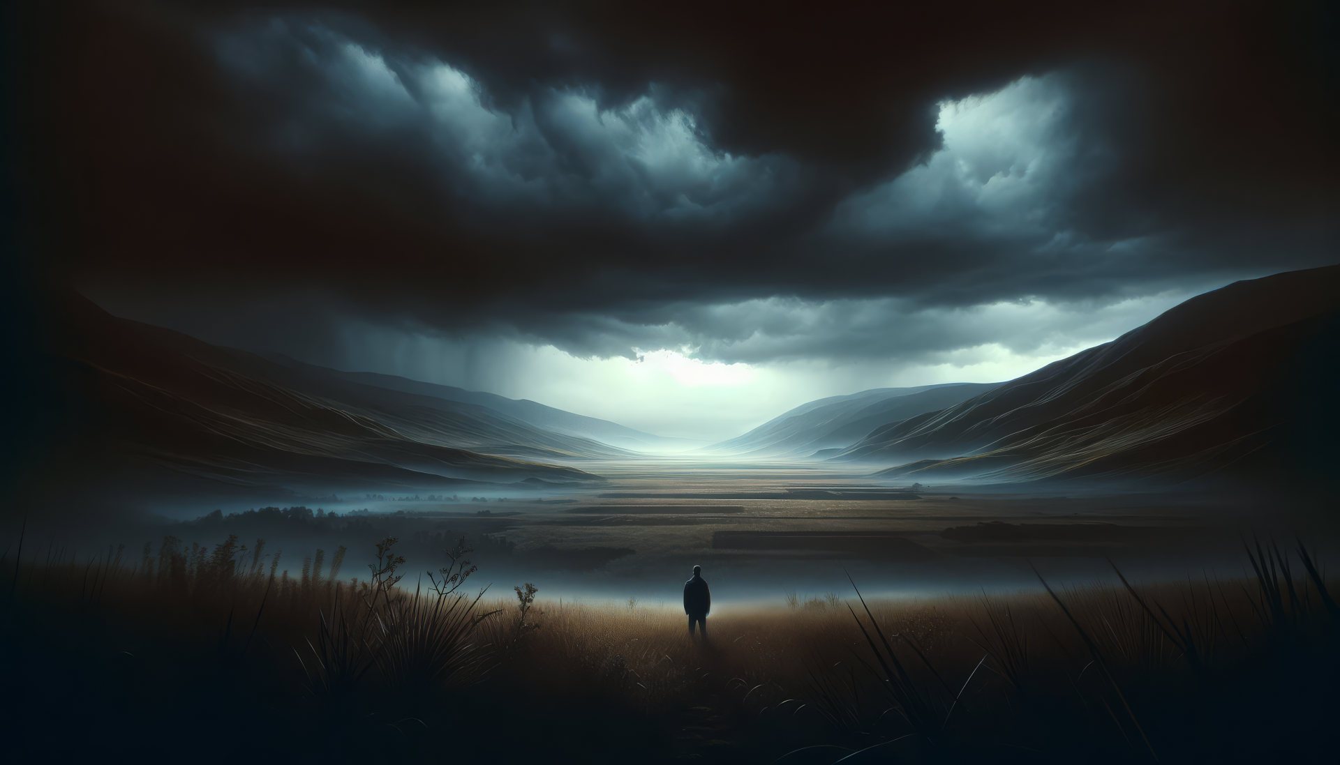 Solitude in Storm - Anxiety-Themed HD Wallpaper by robokoboto