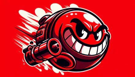 HD desktop wallpaper featuring a stylized illustration of Bullet Bill character from the Mario series zooming on a vibrant red background.