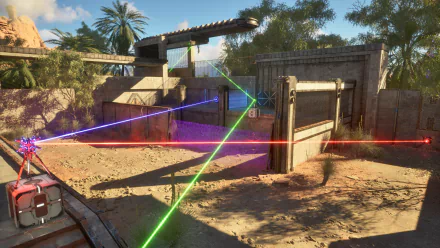 HD wallpaper of The Talos Principle 2 featuring puzzle gameplay with colorful lasers and ancient ruin setting.