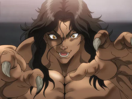 HD desktop wallpaper featuring the anime character Baki Hanma with a muscular build and intense expression.