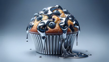 HD Desktop Wallpaper of a Blueberry Muffin with Liquid Glaze for Background.