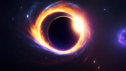 HD PC desktop wallpaper featuring a vibrant black hole in deep space, showcasing the mysterious and powerful forces of the universe against a dark cosmic backdrop.