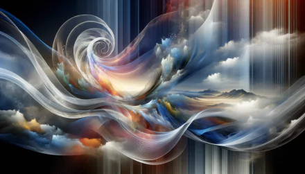 Abstract HD wallpaper with swirling patterns and mountain landscape for desktop background