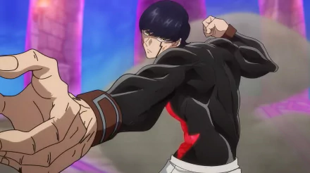 Mash Burnedead from Mashle: Magic and Muscles anime posing with fist clenched in HD desktop wallpaper