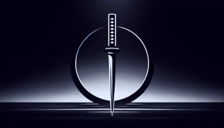 A ninja sword centered against a circular backdrop, creating a striking HD desktop wallpaper.