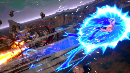 HD desktop wallpaper featuring an action-packed scene from DRAGON BALL: Sparking! ZERO video game with dynamic energy effects.