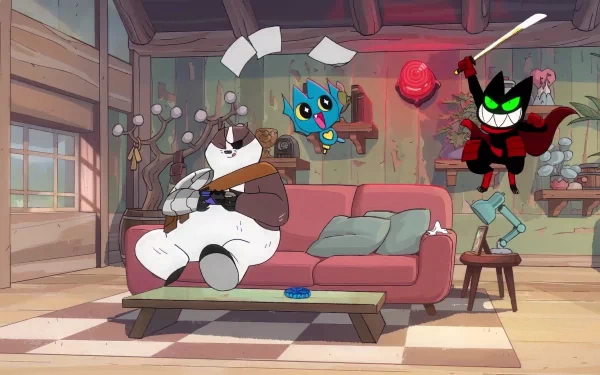 High-definition desktop wallpaper featuring characters from Mao Mao: Heroes of Pure Heart animated series, with Mao Mao and friends in a vibrant, colorful room setting.