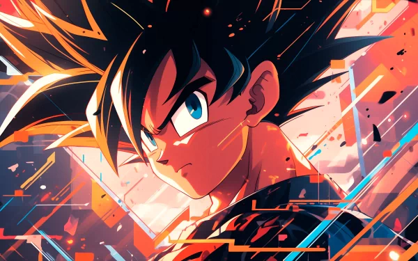 HD desktop wallpaper of Goku from Dragon Ball with a dynamic, colorful background.