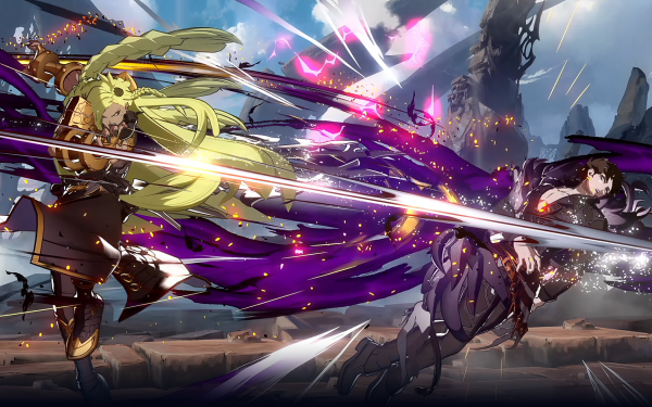 HD wallpaper featuring dynamic battle scene from Granblue Fantasy Versus: Rising for desktop background.
