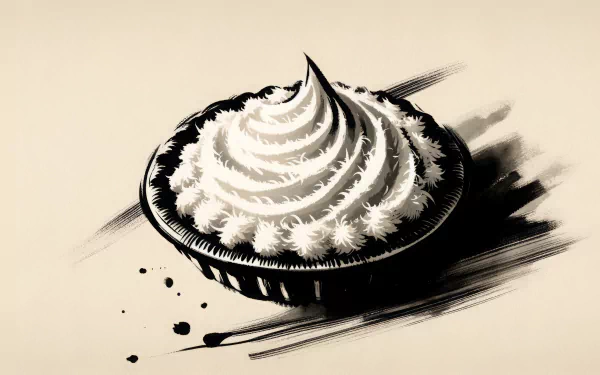 HD desktop wallpaper of a stylized coconut cream pie with whipped topping.