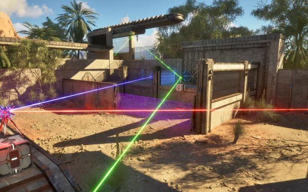 HD wallpaper of The Talos Principle 2 featuring puzzle gameplay with colorful lasers and ancient ruin setting.