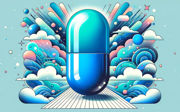 Surreal blue pill HD wallpaper with abstract vibrant background design for desktop.