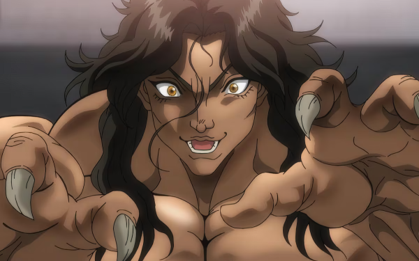 HD anime wallpaper featuring the muscular character Baki Hanma with an intense expression, ideal for desktop background.