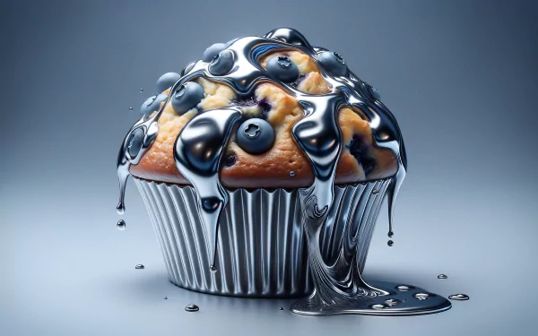 HD Desktop Wallpaper of a Blueberry Muffin with Liquid Glaze for Background.